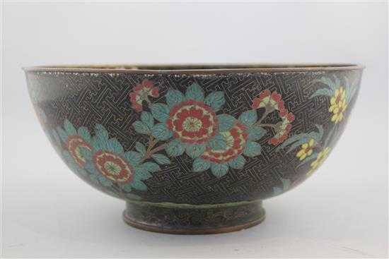 A Chinese cloisonne enamel bowl, late 19th century, 26.5cm